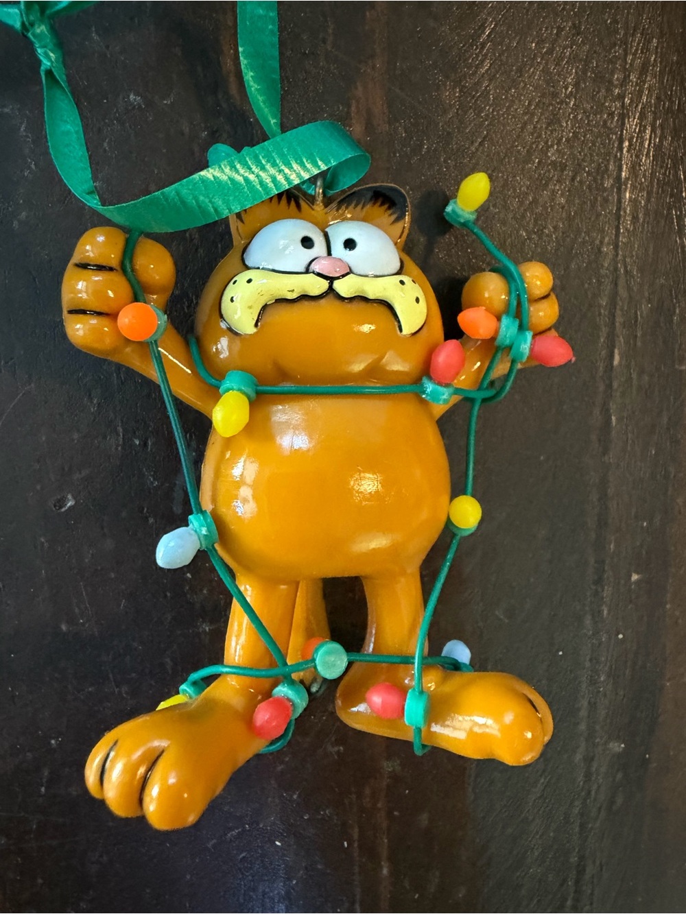 Rare VTG 1978 Enesco "Lighten Up" Garfield Christmas Ornament